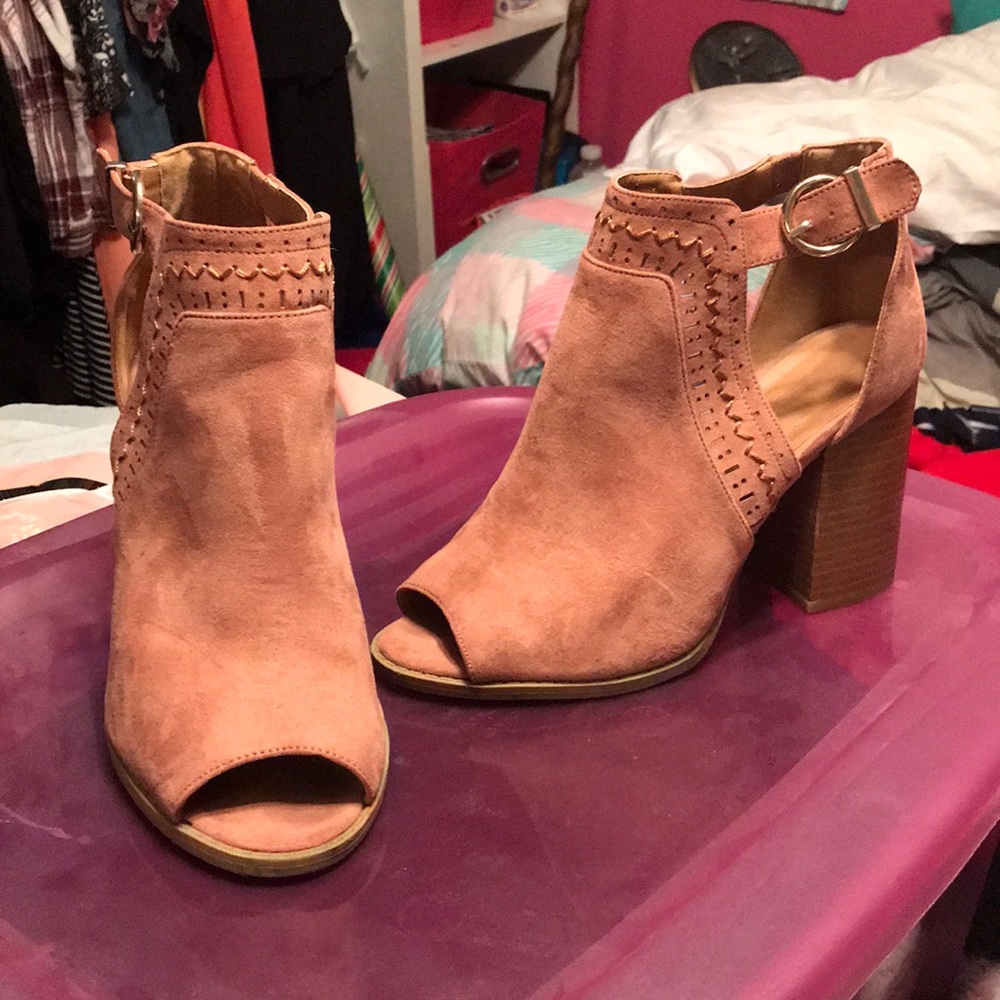 Rose gold heeled booties